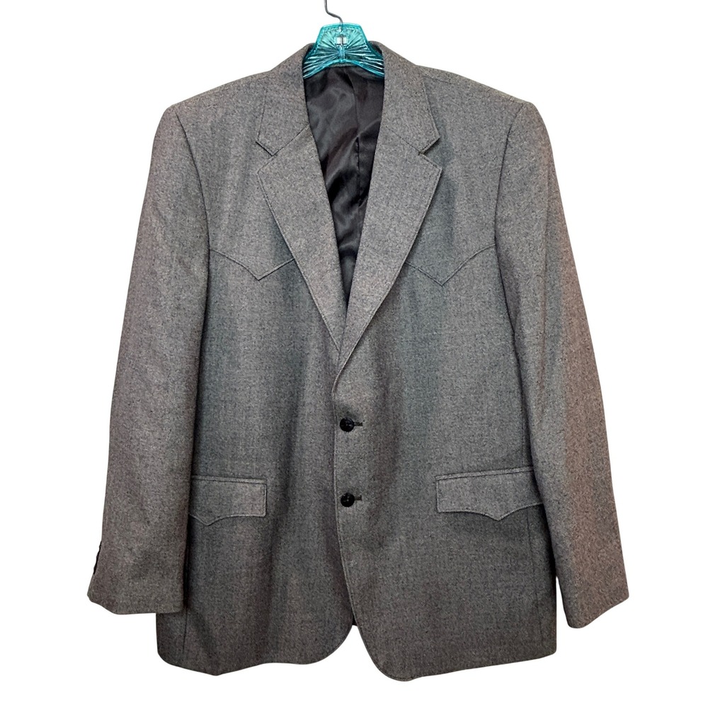 Circle S Western Blazer Mens 48L Gray 100% Lambswool Plano Sport Coat NWT New